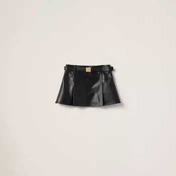 Короткая юбка из кожи наппа Miu Miu, черный
