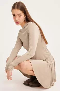 Короткая юбка из пике Monki, бежевый