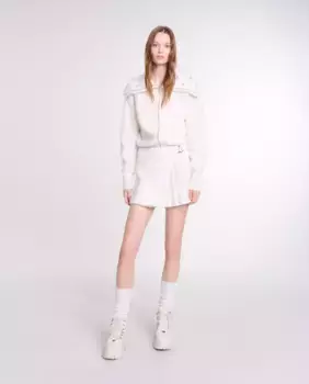 Короткая юбка из плиссированного твида Maje, белый