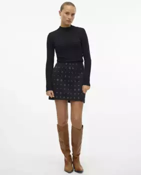 Короткая юбка из замшевой ткани Vero Moda, черный