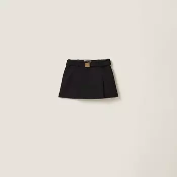 Короткая юбка из зернистой ткани Miu Miu, черный