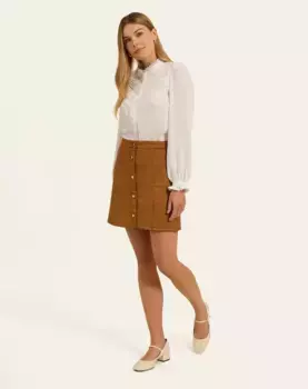 Короткая юбка на пуговицах Naf Naf, цвет Camel