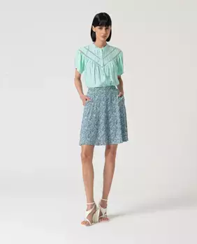 Короткая юбка на резинке с принтом Surkana, бирюзовый