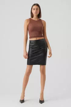 Короткая юбка под кожу Vero Moda, черный