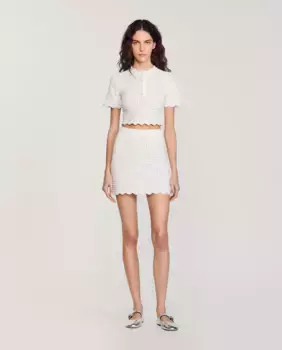 Короткая юбка с бисером Sandro, белый