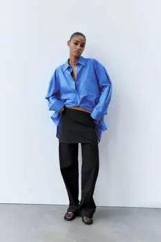 Короткая юбка с боковой цепью Zara, черный
