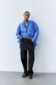 Короткая юбка с боковой молнией ZARA, черный
