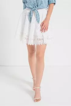Короткая юбка с кружевом Сан Галло Guess, белый