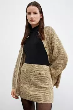 Короткая юбка с люрексом Koton, бежевый