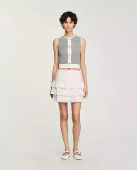 Короткая юбка с оборками Sandro, белый