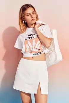 Короткая юбка с оттенком льна H&M, белый