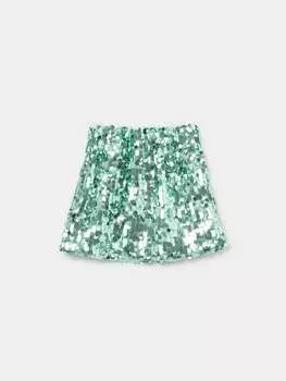 Короткая юбка с пайетками Ovs, цвет aqua green