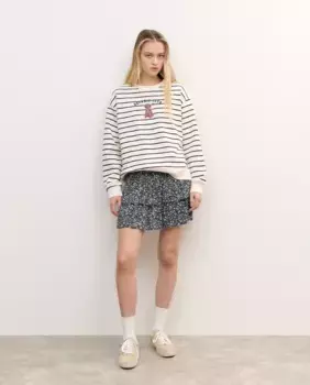 Короткая юбка с принтом, блузой и оборками Brownie, синий