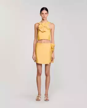 Короткая юбка с рюшами Sandro, желтый