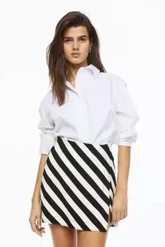 Короткая юбка с запахом H&amp;M, черные/белые полосы