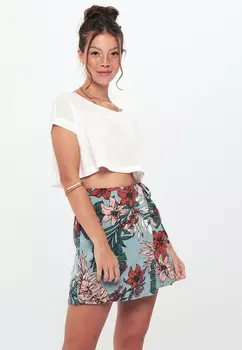 Короткая юбка с запахом и принтом Herita, синий