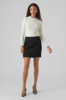 Короткая юбка с запахом и принтом Vero Moda, черный