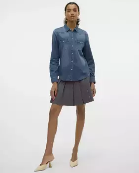 Короткая юбка со складками Vero Moda, темно-серый
