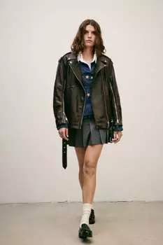 Короткая юбка со складками ZARA, серый
