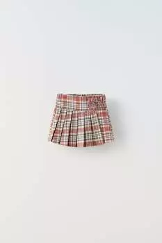 Короткая юбка в клетку Zara, бургундия