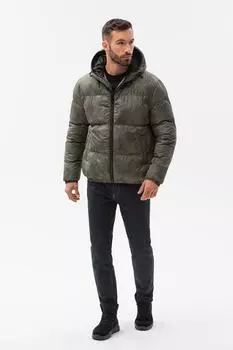 Короткая утепленная зимняя куртка Ombre, хаки