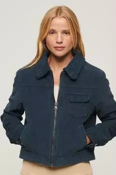 Короткая вельветовая куртка на подкладке из искусственной овчины Superdry, синий