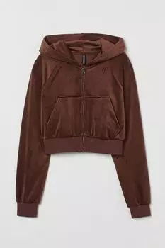 Короткая велюровая блузка H&amp;M, коричневый