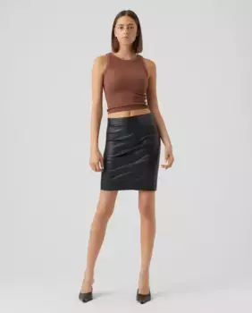 Короткая вощеная юбка Vero Moda, черный