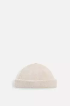 Короткая вязанная шапка с альпакой ZARA, песочный