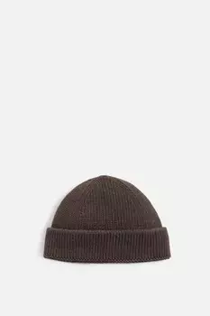 Короткая вязанная шапка ZARA, коричневый/серо-коричневый