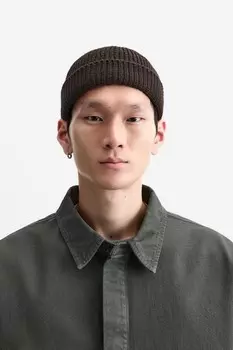 Короткая вязанная шапка ZARA, шоколад