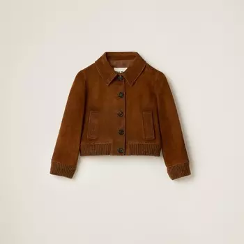 Короткая замшевая куртка Miu Miu, коричневый