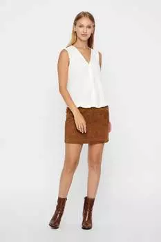 Короткая замшевая юбка Vero Moda, коричневый