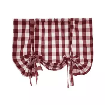 Короткая занавеска из льняной сетки с бантом и кружевной подзором от Rod Drape Home Decor-красная, размеры: S Stuttg, красный