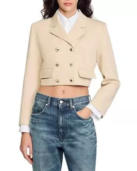 Короткая жакет на пуговицах Sandro, коричневый/бежевый