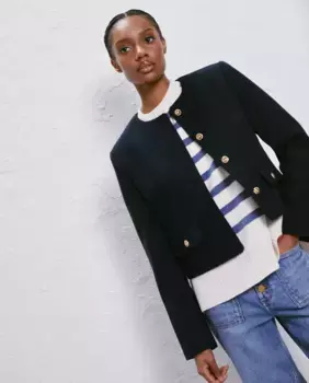 Короткая женская куртка на пуговицах Easy Wear, темно-синий