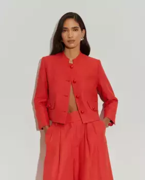 Короткая женская куртка с карманами из льняной смеси Lion of Porches, красный