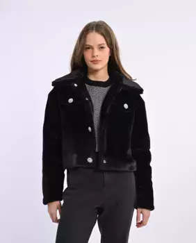 Короткая женская меховая куртка с длинным воротником Lili Sidonio, черный
