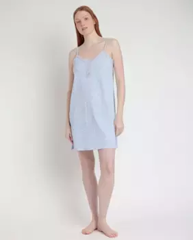Короткая женская ночная рубашка из трикотажа с цветочным принтом Admas, синий
