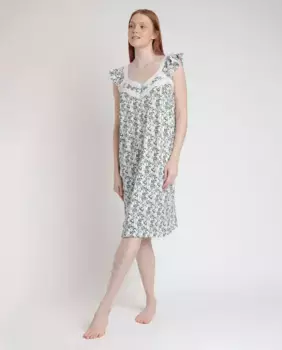 Короткая женская ночная рубашка из трикотажа с цветочным принтом Admas, сиреневый