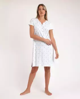 Короткая женская ночная рубашка из вискозного трикотажа синего цвета Admas, синий