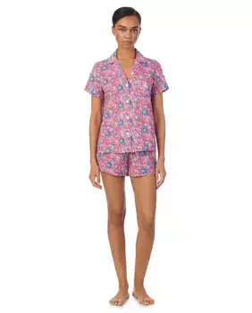 Короткая женская пижама из хлопка и вискозы Lauren Ralph Lauren, розовый