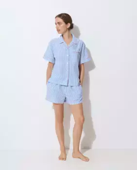 Короткая женская пижама из хлопка в полоску Brownie, синий