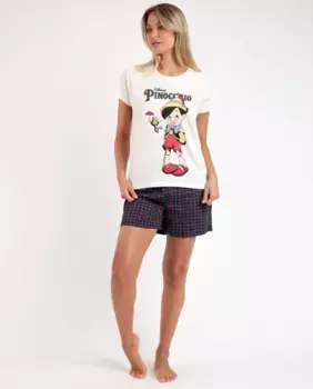 Короткая женская пижама из трикотажа цвета экрю Disney, цвет Crudo