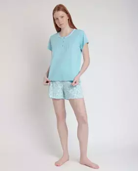 Короткая женская пижама из трикотажного принта Admas, синий