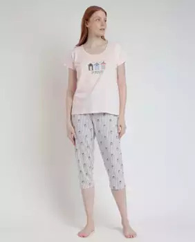 Короткая женская пижама из трикотажного принта Admas, розовый