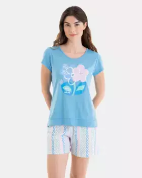 Короткая женская пижама с цветочным принтом Massana, синий