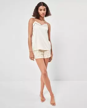 Короткая женская пижама с райским принтом Gisela, бежевый