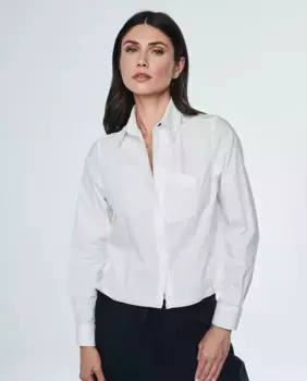 Короткая женская рубашка с длинными рукавами и передним карманом & Me Unlimited, белый
