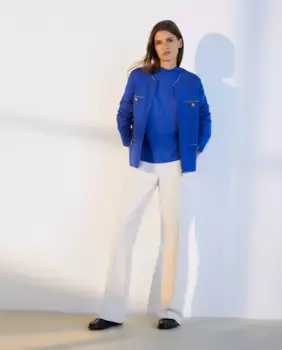 Короткая женская вязаная куртка на молнии Woman El Corte Ingls, цвет 440 Azuln